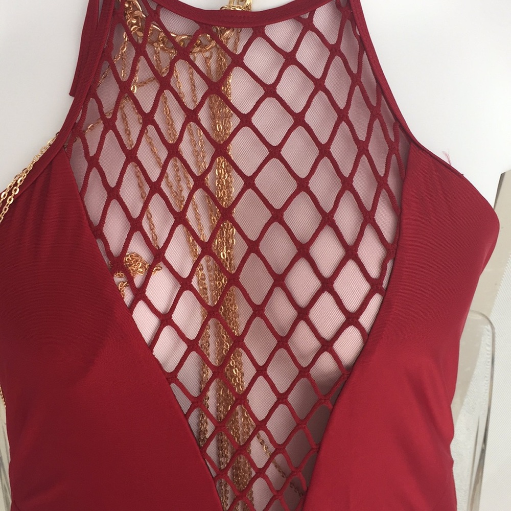 Plus Size Lattice See Through Cutwork One Piece - Picture 8 of 8
